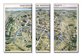 Map of Paris During the Period of the "Grands Travaux" by Baron Georges Haussmann 1864 Mounted Print by Hilaire Guesnu