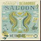 Seahorse Saloon Square Stretched Canvas Print by  Anderson Design Group