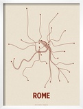 Rome (Newsprint & Maroon) Posters by  Line Posters