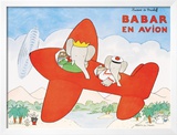 Babar en Avion Print by Laurent de Brunhoff