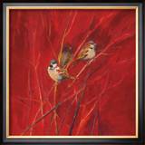 Crimson Sparrows II Art by Ellen Granter