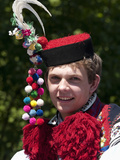 Young Man Wearing Folk Dress During Festival Ride of Kings, Vlcnov, Zlinsko, Czech Republic, Europe Photographic Print by Richard Nebesky