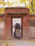 Tibetan Pilgrim Woman in Palkhor Chode Monastery, Gyantse, Tibet, China, Asia Photographic Print by Nancy Brown
