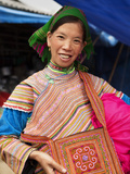 Flower Hmong Woman Selling Handmade Bags at Bac Ha Sunday Market, Bac Ha, Ha Giang, Vietnam Photographic Print by Lynn Gail
