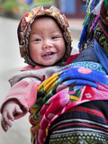 Portrait of Black Hmong Baby in Sling Attached to Mother, Sapa, Lao Cai, Vietnam, Indochina Photographic Print by Lynn Gail