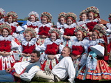 Girls and Men Wearing Folk Dress, Ride of Kings Festival, Vlcnov, Zlinsko, Czech Republic, Europe Photographic Print by Richard Nebesky