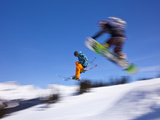 Snowboarder Flying Off Ramp, Whistler Mtn, Whistler Blackcomb Ski Resort, British Columbia, Canada Photographic Print by Stuart Dee