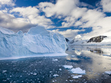 Icebergs, Brash Ice and Mountainous Terrain on Gerlache Strait, Antarctic Peninsula, Antarctica Photographic Print by Adam Burton