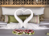 Towels Shaped into Loveheart in Villa, Shore, Katathani Resort, Kata Noi Beach, Phuket, Thailand Photographic Print by Lynn Gail