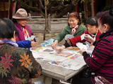 Women Playing Cards at Bamboo Temple Dating Back to Tang Dynasty, Kunming, Yunnan Province, China Photographic Print by Lynn Gail