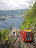 View of City of Como from Como-Brunate Funicular, Lake Como, Lombardy, Italian Lakes, Italy, Europe Photographic Print by Peter Barritt