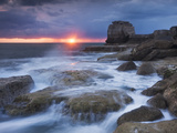 Waves Break over Rocky Shoreline of Portland Bill, UNESCO World Heritage Site, Dorset, England Photographic Print by Adam Burton