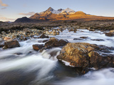 Sunrise View of Black Cuillin Mountain Sgurr Nan Gillean, Glen Sligachan, Isle of Skye, Scotland Photographic Print by Chris Hepburn