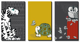 Retro Animals Triptych Posters