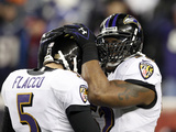 NFL Playoffs 2013: Patriots vs Ravens - Ray Lewis and Joe Flacco Photographic Print by Stephan Savoia