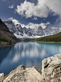 Moraine Lake in Fall with Fresh Snow, Banff Nat'l Park, UNESCO World Heritage Site, Alberta, Canada Photographic Print by James Hager