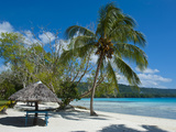 Beach Hut at Champagne Beach, Island of Espiritu Santo, Vanuatu, South Pacific, Pacific Photographic Print by Michael Runkel