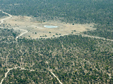 Aerial View of Airstrip, Road and Small Waterhole, Etosha National Park, Namibia, Africa Photographic Print by Kim Walker