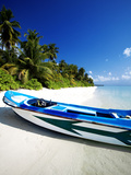 A Small Dinghy on a Tropical Beach, Maldives, Indian Ocean, Asia Photographic Print by Sakis Papadopoulos