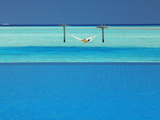 Infinity Pool and Hammock in Lagoon, Maldives, Indian Ocean, Asia Photographic Print by Sakis Papadopoulos