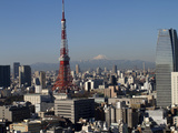 Tokyo Tower, City Skyline and Mount Fuji Beyond, Tokyo, Japan, Asia Photographic Print by Olivier Goujon