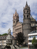New Romanesque Cathedral of St. Peter, from Marktplatz, by Siegfried Fountain, Worms, Germany Photographic Print by James Emmerson