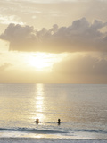 Two Swimmers in Ocean at Sunset, Grace Bay, Providenciales, Turks and Caicos, West Indies Photographie par Kim Walker
