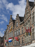 Traditional Gabled Facades Decorated with Heraldic Banners, Oude Markt, Leuven, Belgium, Europe Photographic Print by James Emmerson
