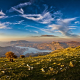 Twin Peaks, Tagus Algarin and Sima de Las Grajas by Reservoir Zahara-El Gastor, Andalucia, Spain Photographic Print by Giles Bracher