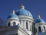 Blue Cupolas Emblazoned with Golden Stars, Trinity Cathedral, St. Petersburg, Russia, Europe Photographic Print by Godong 