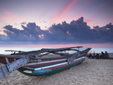 Oruwa (Outrigger Canoe) on Beach at Sunset, Negombo, North Western Province, Sri Lanka, Asia Photographic Print by Ian Trower
