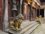 Lion Statue, Patan, Bagmati, Central Region (Madhyamanchal), Nepal, Asia Photographic Print by Jochen Schlenker