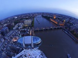 Passenger Pod Capsule, Houses of Parliament, Big Ben, River Thames from London Eye, London, England Photographic Print by Peter Barritt
