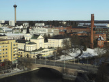 The Hameenkatu Bridge Crosses River Tammerkoski by Tampere Theatre in Tampere, Pirkanmaa, Finland Photographic Print by Stuart Forster
