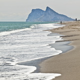 Tourist Walking Toward Gibraltar, Alcaidesa Beach, Near Sotogrande, Andalucia, Spain, Europe Photographic Print by Giles Bracher