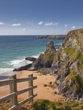 Looking Down to the Bedruthan Steps on the North Cornwall Coastline, Cornwall, England, UK, Europe Photographie par Julian Elliott