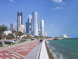 Corniche Towards New Skyline of West Bay Central Financial District, Doha, Qatar, Middle East Photographic Print by Gavin Hellier