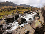 River Idwal Drains from Llyn Idwal, Pont Pen-Y-Benglog, Snowdonia, Wales, UK Photographic Print by Raj Kamal
