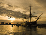 Sunset over the Hard and Hms Warrior, Portsmouth, Hampshire, England, United Kingdom, Europe Photographie par Stuart Black