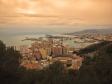 High Angle View of Malaga Cityscape with Bullring and Docks, Andalusia, Spain, Europe Photographic Print by Ian Egner