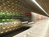 Metro Carriages Arriving at Malostranska Station, Mala Strana, Prague, Czech Republic, Europe Photographic Print by Richard Nebesky