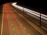 Light Trails on M25 Motorway at Night, Near London, England, UK, Europe Photographic Print by Ian Egner