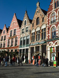 Gabled Fronted Restaurants in Market Square at Christmas, West Vlaanderen (Flanders), Belgium Photographic Print by Stuart Black