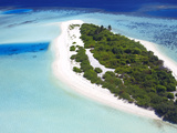 Aerial View of a Desert Island, Maldives, Indian Ocean, Asia Photographic Print by Sakis Papadopoulos