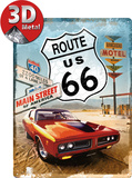 Route 66 Red Car Tin Sign