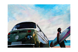 The Green VW Surf Bus Premium Giclee Print by Markus Bleichner