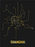 Shanghai (Black & Gold) Serigraph by  Line Posters