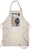 Samurai Miyamoto Musashi, Japanese Wood-Cut Print Apron Apron
