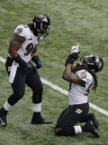 Super Bowl XLVII: Ravens vs 49ers - Courtney Upshaw and Dannell Ellerbe Photographic Print by Charlie Riedel