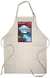 Ferry & Mount Rainier Scene - Seattle, Washington Apron Apron